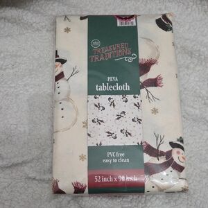 Treasured Traditions Snowman Tablecloth Size 52×90 Inch
